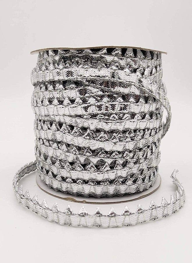 Premdas laces Samosa Gota Patti Lace Border (40 Meter) Material for Dupatta, Bridal Dresses, Saree, Lehengas, Palazzo, Anarkali Suits, Blouses. (Silver Samosa Lace) - Image 3